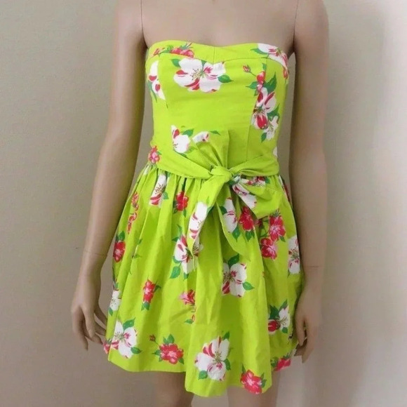 Hollister Floral Strapless Dress Size Small Green - Picture 1 of 5